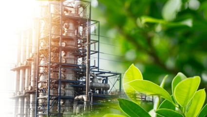 Industrial plant integrating sustainable practices for greener operations and compliance.